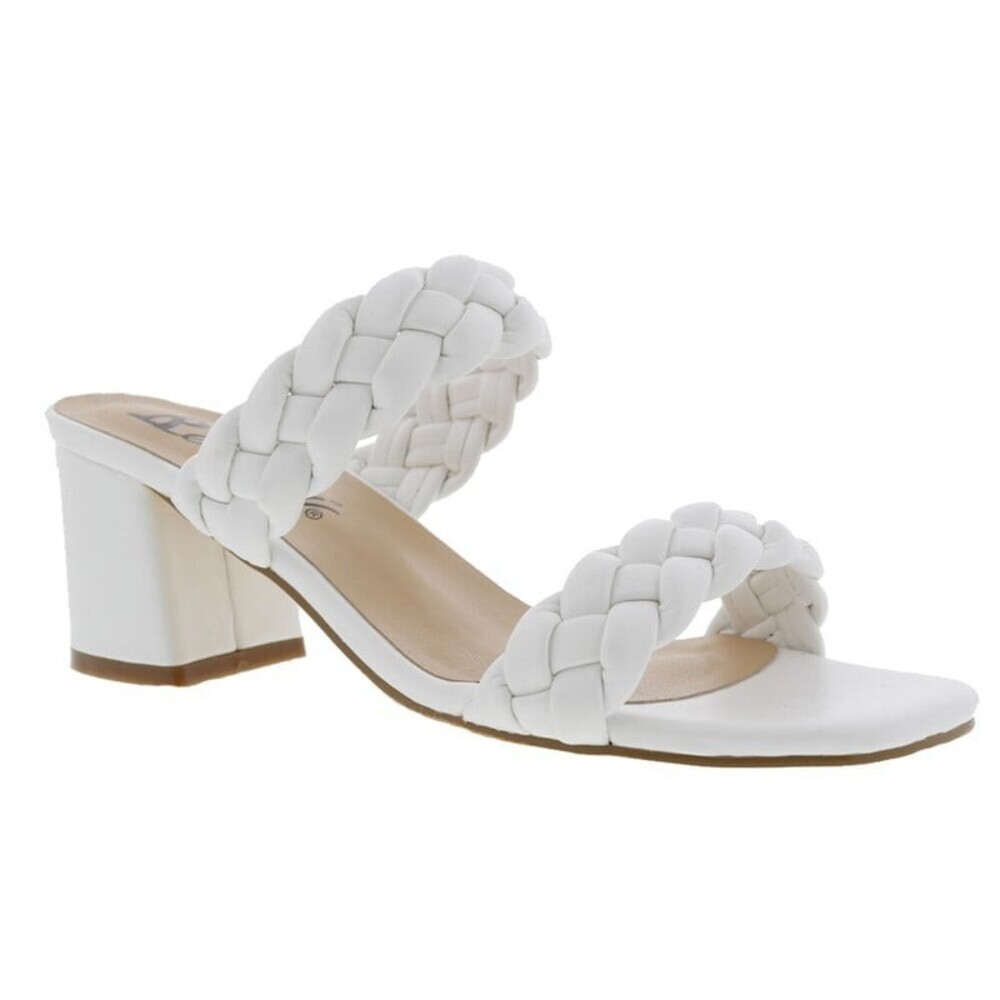 Bellini Fuss Sandals Women's 10W White Faux Leather Braided Strap Slide GAL1124